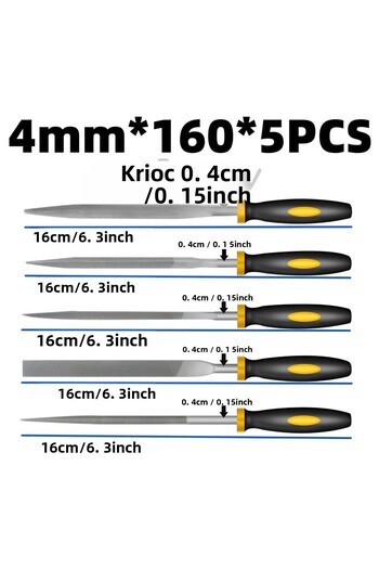 Choice 4mm X 160mm 5pcs Alloy Steel File Set Precision Round Half-Round Flat Square Triangular Hand Files S