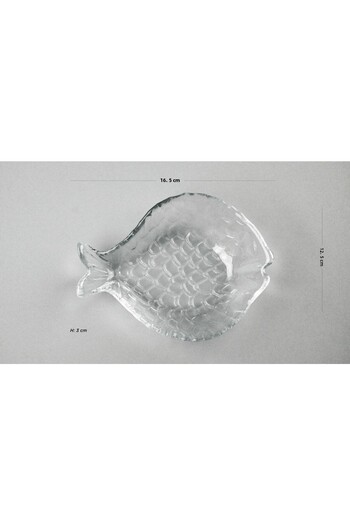 HERITAGE Fish Serving Plate Glass Single 16.5 X 12.5 Cm