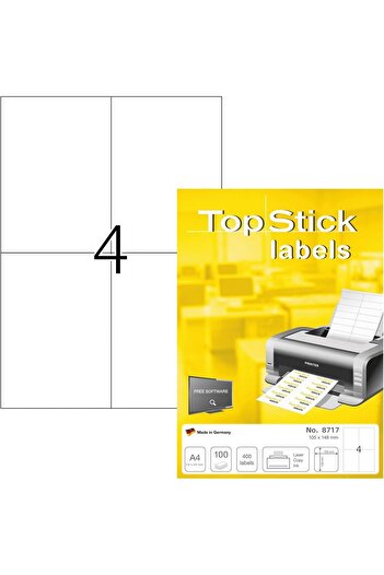 STOREMAX Goldwhirl 8717 Universal Labels, 100 Sheets, 105 X 148 Mm, A4 Pieces Per Sheet, 400 Pieces, Self