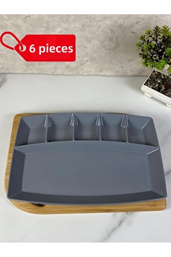 INNOX 6 Pieces Polycarbonate Breakfast Plate - 30x20 Cm Presentation Plate