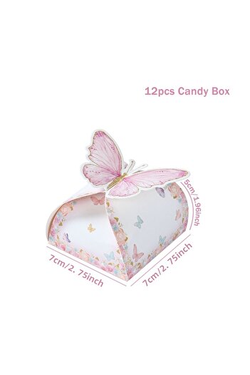 Choice 12pcs W9100-253 12pcs Candy Gift Box Purple Pink Butterfly Birthday Party Decorations Wedding Suppli