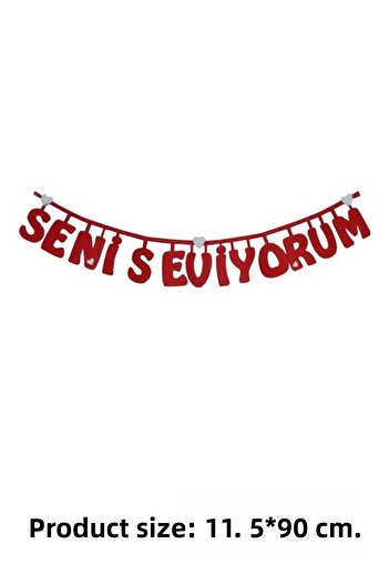 Baloncu Dede Felt I Love You Banner Lover Special Day Birthday Marriage Proposal Year Anniversary Ornament Supplies