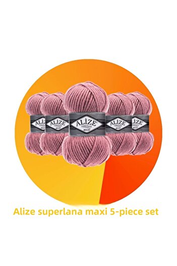 Alize Superlana Maxi Set of 5 Thick Hand Knitting Yarn 204 Dark Powder