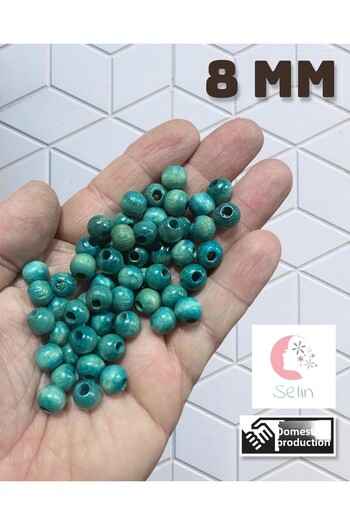 Selin Wooden beads 8 mm 100 g (490 Pieces) Turquoise