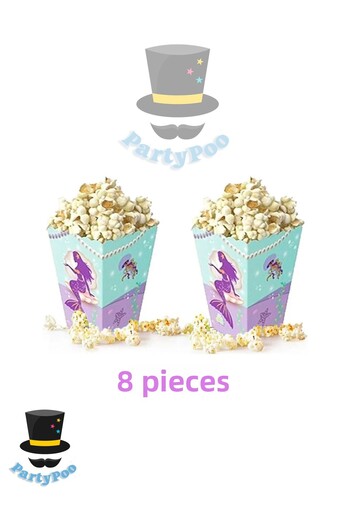 PartyPoo Mermaid Themed Corn Box 8 Pieces |   Party Decoration and Snack Box