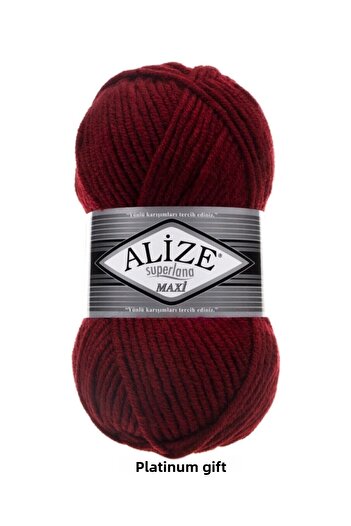 Alize ( 5 bucăți ) Superlana Maxi fire de tricotat manual Vestă Cardigan Fire Eșarfă Pulover Fire 57 Roșu Claret