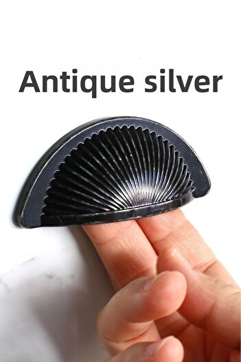Badem10 Sail Mussel Stone Dish 64mm Buton anticat Mobilier din argint antic Mâner dulap de bucătărie Mâner