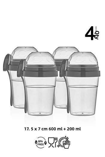 HOMENIVA 4 Yogurt Containers with Spoons – Portable Snack Containers with Spoons