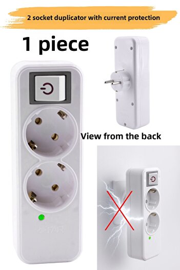 Badem10 2-Piece Group Socket with Wireless Surge Protection Switched Plug Socket with Golyat Button Grounded Multi Coupler