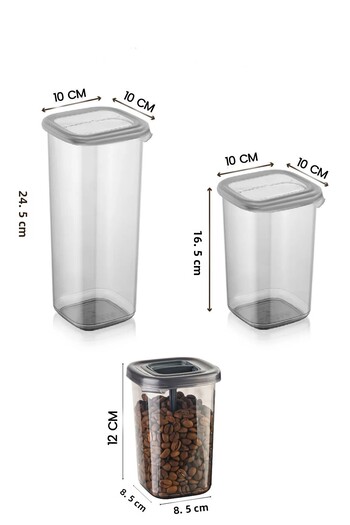 Kitchen Life 30-Piece Labeled Square Food Storage Container and Spice Bowl Set with Spoon - (1750ML 1200ML 400 ML)