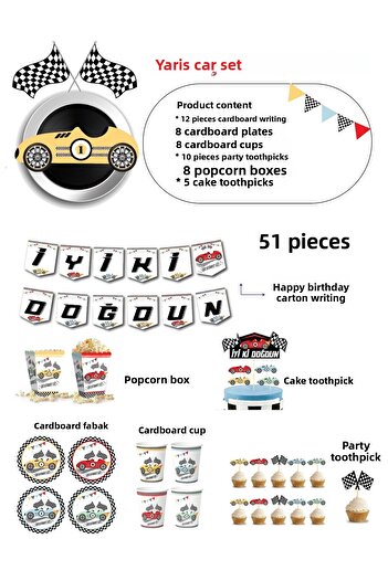 Big Party Race Cars Themed Good Ki Banner Party Set 48 Pieces