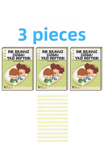 Ata Yayıncılık Ata 1st grade Guided Lined Writing Notebook Small Size (with upright Basic Letters) - 3pcs
