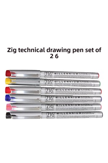 Zig Technical Drawing Pen Set 2 6 Pieces 0.5mm