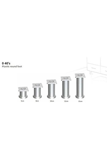 EROĞLU Adjustable Plastic Round Feet 40 X 5 - Matt Chrome 4 Pcs