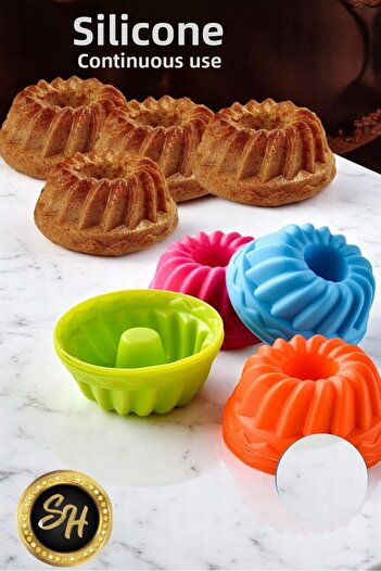 Snow Homs 12Pcs Washable Mini Cake Muffin Baking Mold, Silicone Muffin, Cupcake Mold Mixed Color
