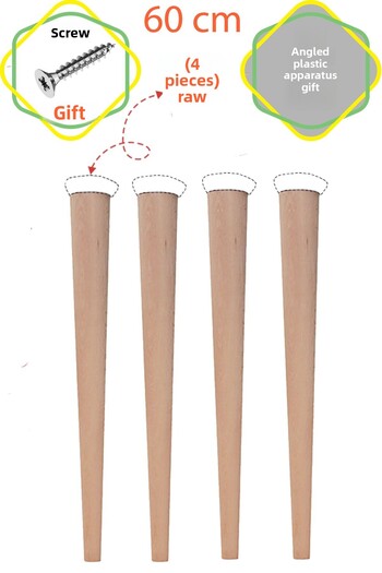 Evnalia Ham 4 bucăți de lux 60 cm picior de masă conic din lemn diametru: 4,2 cm Hobby DIY (CU ȘURUBURI ȘI DISPOZITIVE)