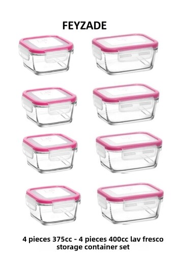 LAV Feyzade Fresco Storage Container Set - 400Cc Rectangular and Square 375Cc