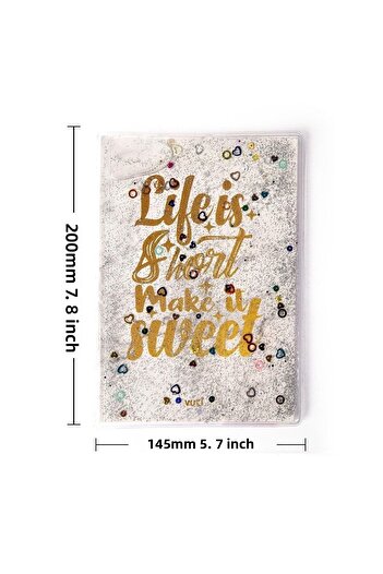 VUKİ Patterned A5 Notebook with Glitter and Watery Cover