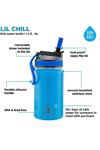 Grosche Lil Chill Insulated Children's Water Bottle Blue 360 ml