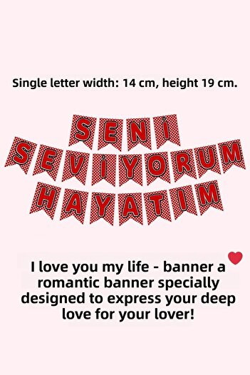 Baloncu Dede 20 Red Heart Balloons 20 Candles I Love You My Life Written Banner Helium Compatible Valentine's Day