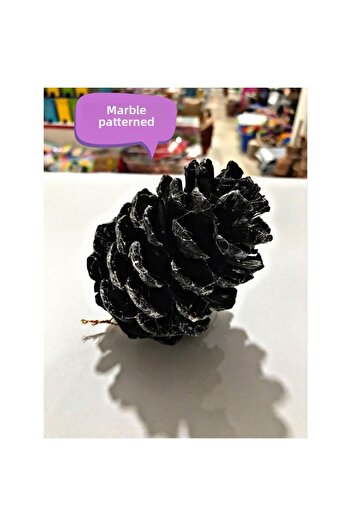 SAMESA HEDİYELİK Pinecone Christmas Ornaments Hobby Painting Pinecone Marble Pattern (6 Pieces)