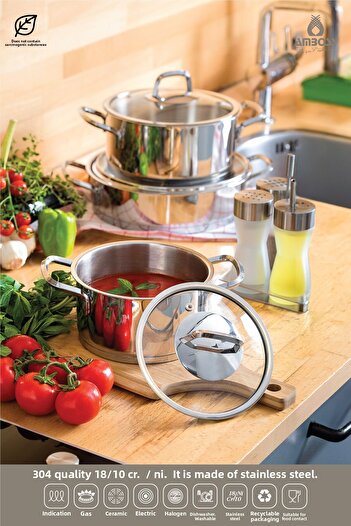 Amboss Diamond 8 Piece Stainless Steel Cookware Set Glass Lid