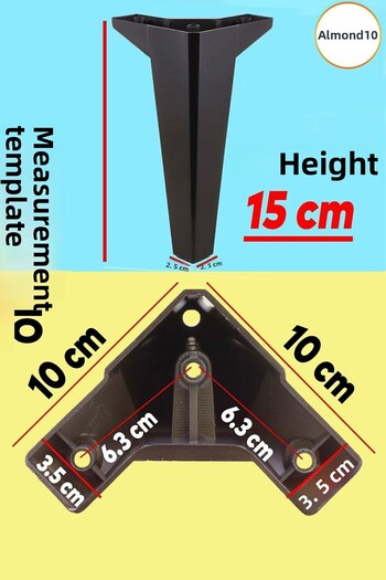 Badem10 Picioare de bază negre de 15 cm - Canapea de lux din lemn de cedru, unitate TV și picior de fotoliu (4 bucăți)
