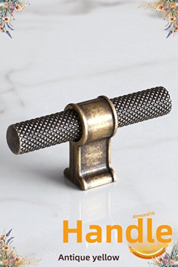 Badem10 Hisar Antique Antique Yellow Metal Button Single Screw Furniture Kitchen Drawer Cabinet Handle Handle Handles