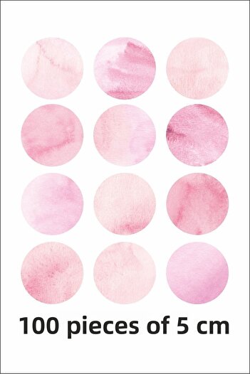 ENGINPRINT 5 Cm Pink Watercolor Polka Dot Kids Room Wall Sticker Set