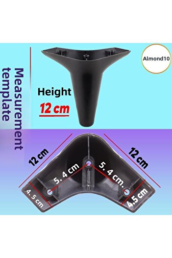 Badem10 Aspen Set 6 Mobilier Unitate TV Canapea extensibilă Fotoliu Baza de canapea Suport picioare 12 Cm Negru M8