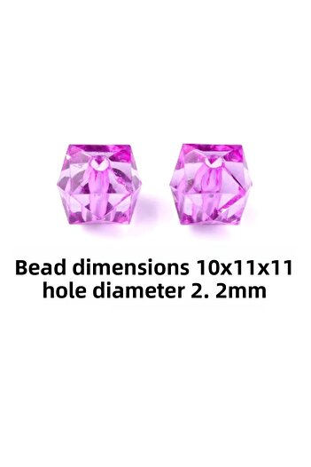 uniquehobby 500 Gram Average - 1100 Pieces Claret Red Acrylic Cube Bag Making Beads, Double Holes