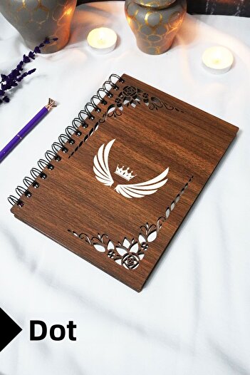 markcat Wing Wooden Cover Notebook - Dotted Notebook - 60 Sheets (120 Pages) - A5 15X21 cm