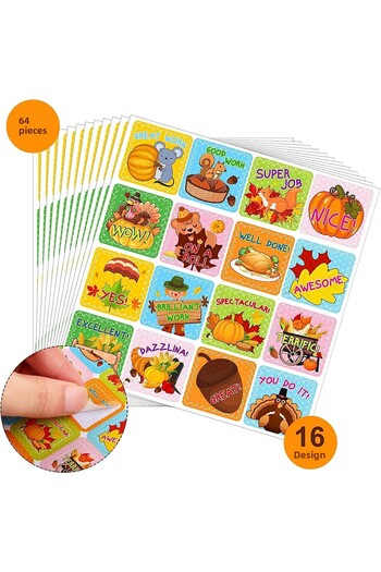 printiks 64 Pieces 3 Cm For Kids Birthday Party Classroom Decor Autumn Notebook Sticker Label Stickers