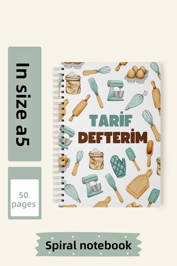 Srctech Cookbook Notebook A5 Size Spiral 50 Sheets/100 Pages - 100 Recipes