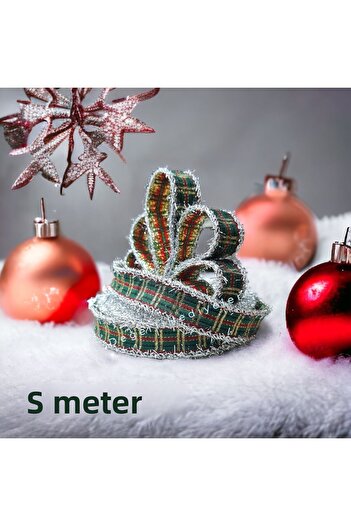 AGH Değerli Hediyeler Κορδέλα Πρωτοχρονιάς 5 μέτρων Καρό Glitter Διακοσμητική Κορδέλα Κουτί Κορδέλα συσκευασίας