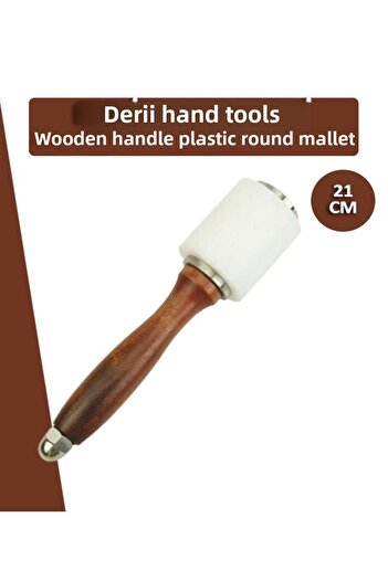 Dopar Plastic Round Hammer (Hammer) Leather Hand Tool with Wooden Handle