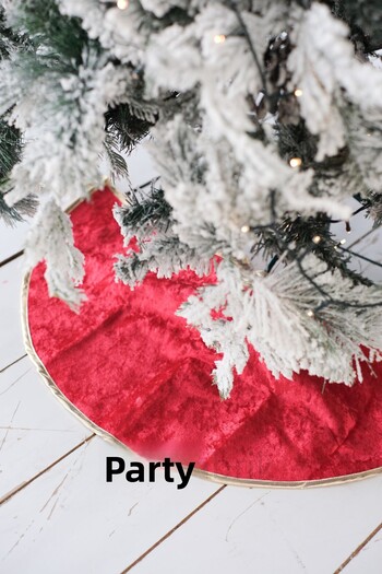 Partifabrik New Year's Luxury Pine Tree Base with Red Gold Piping 1St Classroom Christmas under Tree Blanket Choose Size