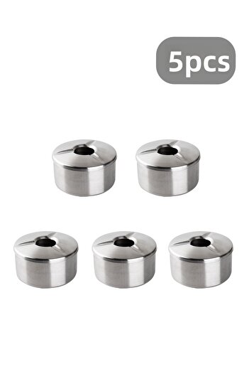 Porsima 5-Piece Stainless Steel Metal Ash Tray - Windproof Ashtray with Lid