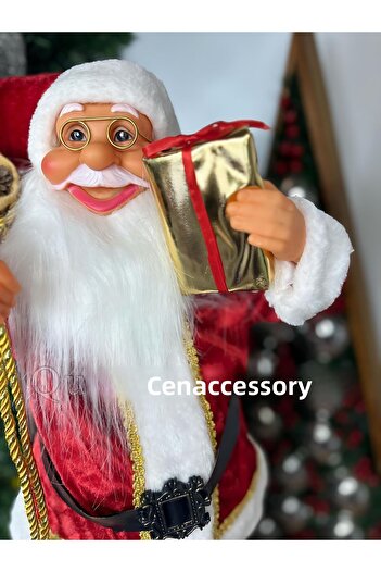 QUEEN AKSESUAR New Year's Realistic Giant Big Furry with Sack Bag Santa Claus Decoration Sculpture Trinket Ornament Toy 60cm