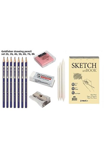 FOLİX ART Sketchbook Drawing Set A5 Sketching, pastel Dispensing Pen, graduated Pencils, dough Eraser, pencil sharpener