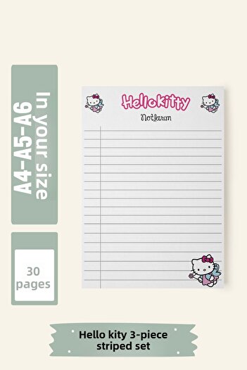 Srctech Set of 3 Ruled Hello Kity Planner Notepads in A4/A5/A6 Size