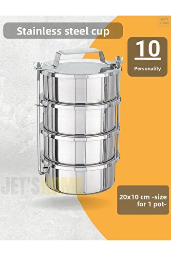 Jet's Home 4-Piece Sefer 20x10 cm Bowl Food Carrying Container Stainless Steel No:5