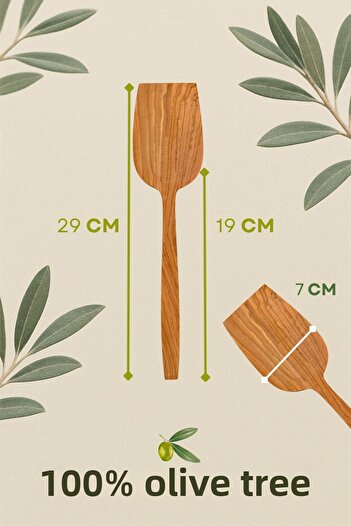 Ülgenev 1 Piece 100% Natural Olive Tree 29 cm Spatula – Handmade for Mixing & Serving, Does Not Scratch