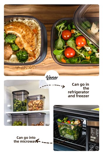 Evlinya 15 Pcs Peggy Anthracite with Screen Printing Labels - 0.55 1.2 1.75 Liter Square Food and Spice Holder White