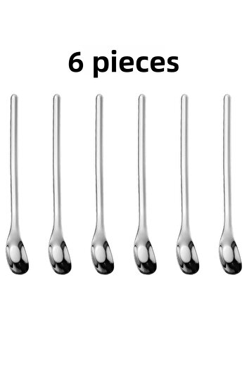 Chavin 6Pcs 15.5cm Silver Coffee Latte Cocktail Bartender Spoon - 304 Steel Cin942By