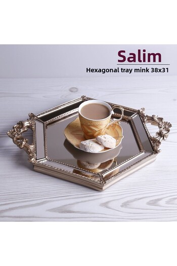 Selim Hexagonal Mink Mirrored Tray
