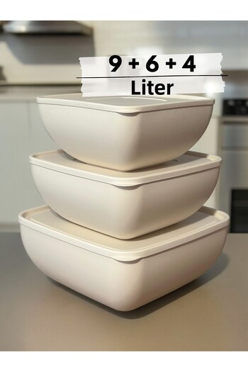 Kitcware Set of 3 Flour Storage Container and Dough Bowl - Large Size Storage Container and Square Bowl