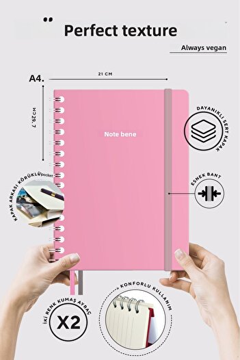 Victoria's Journals Nota Bene Spiral Premium Hard Cover Notebook, 21x29.7 cm, Striped