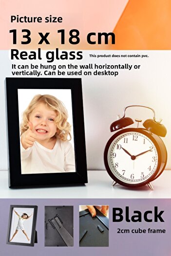 CreaWitch 20mm Cube Frame - 13X18 cm Glass Photo Picture Frame with Stand and Hanging or Wall
