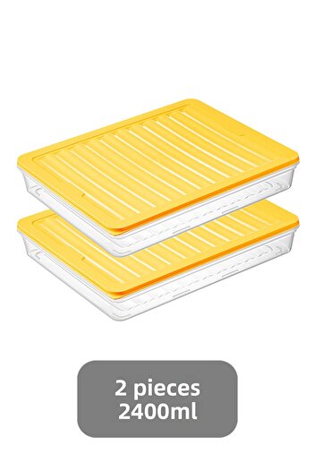 Meleni Home 2-Piece Microwave Compatible Food Storage Container - Yellow 2 x 2400 ml